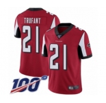 Men's Atlanta Falcons #21 Desmond Trufant Red Team Color Vapor Untouchable Limited Player 100th Season Football Jersey