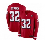 Men's Atlanta Falcons #32 Johnathan Cyprien Limited Red Therma Long Sleeve Football Jersey