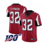 Men's Atlanta Falcons #32 Johnathan Cyprien Red Team Color Vapor Untouchable Limited Player 100th Season Football Jersey