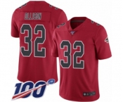 Men's Atlanta Falcons #32 Qadree Ollison Limited Red Rush Vapor Untouchable 100th Season Football Jersey