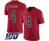 Men's Atlanta Falcons #4 Giorgio Tavecchio Limited Red Rush Vapor Untouchable 100th Season Football Jersey
