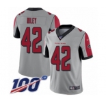 Men's Atlanta Falcons #42 Duke Riley Limited Silver Inverted Legend 100th Season Football Jersey