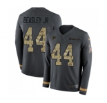 Men's Atlanta Falcons #44 Vic Beasley Limited Black Salute to Service Therma Long Sleeve Football Jersey