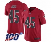 Men's Atlanta Falcons #45 Deion Jones Limited Red Rush Vapor Untouchable 100th Season Football Jersey