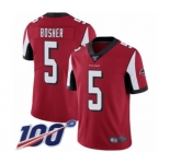 Men's Atlanta Falcons #5 Matt Bosher Red Team Color Vapor Untouchable Limited Player 100th Season Football Jersey