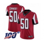 Men's Atlanta Falcons #50 John Cominsky Red Team Color Vapor Untouchable Limited Player 100th Season Football Jersey