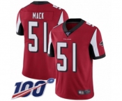 Men's Atlanta Falcons #51 Alex Mack Red Team Color Vapor Untouchable Limited Player 100th Season Football Jersey