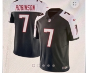 Men's Atlanta Falcons #7 Robinson Black White F.U.S.E. Vapor Untouchable Limited 2024 Stitched Football Jersey