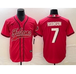 Men's Atlanta Falcons #7 Robinson Red With Patch Cool Base Baseball Stitched Jersey