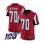 Men's Atlanta Falcons #70 Jake Matthews Red Team Color Vapor Untouchable Limited Player 100th Season Football Jersey