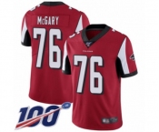 Men's Atlanta Falcons #76 Kaleb McGary Red Team Color Vapor Untouchable Limited Player 100th Season Football Jersey