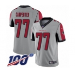 Men's Atlanta Falcons #77 James Carpenter Limited Silver Inverted Legend 100th Season Football Jersey