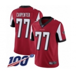 Men's Atlanta Falcons #77 James Carpenter Red Team Color Vapor Untouchable Limited Player 100th Season Football Jersey