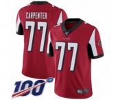 Men's Atlanta Falcons #77 James Carpenter Red Team Color Vapor Untouchable Limited Player 100th Season Football Jersey