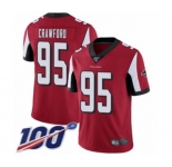 Men's Atlanta Falcons #95 Jack Crawford Red Team Color Vapor Untouchable Limited Player 100th Season Football Jersey