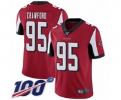 Men's Atlanta Falcons #95 Jack Crawford Red Team Color Vapor Untouchable Limited Player 100th Season Football Jersey