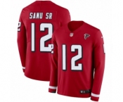 Men's Nike Atlanta Falcons #12 Mohamed Sanu Limited Red Therma Long Sleeve NFL Jersey