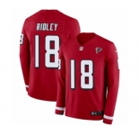 Men's Nike Atlanta Falcons #18 Calvin Ridley Limited Red Therma Long Sleeve NFL Jersey