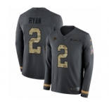 Men's Nike Atlanta Falcons #2 Matt Ryan Limited Black Salute to Service Therma Long Sleeve NFL Jersey
