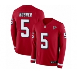 Men's Nike Atlanta Falcons #5 Matt Bosher Limited Red Therma Long Sleeve NFL Jersey