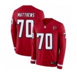 Men's Nike Atlanta Falcons #70 Jake Matthews Limited Red Therma Long Sleeve NFL Jersey