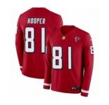 Men's Nike Atlanta Falcons #81 Austin Hooper Limited Red Therma Long Sleeve NFL Jersey
