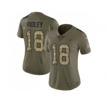 Women Nike Atlanta Falcons #18 Calvin Ridley Olive Camo Stitched NFL Limited 2017 Salute to Service Jersey