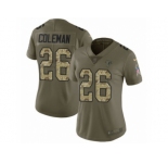 Women Nike Atlanta Falcons #26 Tevin Coleman Limited Olive Camo 2017 Salute to Service NFL Jersey