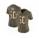 Women Nike Atlanta Falcons #50 Brooks Reed Limited Olive Gold 2017 Salute to Service NFL Jersey
