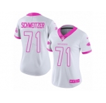 Women Nike Atlanta Falcons #71 Wes Schweitzer Limited White Pink Rush Fashion NFL Jersey