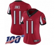 Women's Atlanta Falcons #11 Julio Jones Red Team Color Vapor Untouchable Limited Player 100th Season Football Jersey