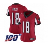 Women's Atlanta Falcons #18 Calvin Ridley Red Team Color Vapor Untouchable Limited Player 100th Season Football Jersey