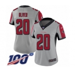 Women's Atlanta Falcons #20 Isaiah Oliver Limited Silver Inverted Legend 100th Season Football Jersey