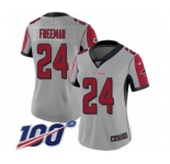 Women's Atlanta Falcons #24 Devonta Freeman Limited Silver Inverted Legend 100th Season Football Jersey