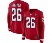 Women's Atlanta Falcons #26 Isaiah Oliver Limited Red Therma Long Sleeve Football Jersey