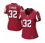 Women's Atlanta Falcons #32 Johnathan Cyprien Game Red Team Color Football Jersey