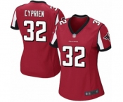 Women's Atlanta Falcons #32 Johnathan Cyprien Game Red Team Color Football Jersey