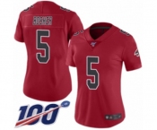 Women's Atlanta Falcons #5 Matt Bosher Limited Red Rush Vapor Untouchable 100th Season Football Jersey