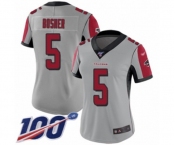 Women's Atlanta Falcons #5 Matt Bosher Limited Silver Inverted Legend 100th Season Football Jersey