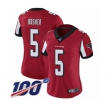Women's Atlanta Falcons #5 Matt Bosher Red Team Color Vapor Untouchable Limited Player 100th Season Football Jersey
