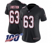 Women's Atlanta Falcons #63 Chris Lindstrom Black Alternate Vapor Untouchable Limited Player 100th Season Football Jersey