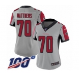 Women's Atlanta Falcons #70 Jake Matthews Limited Silver Inverted Legend 100th Season Football Jersey