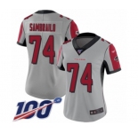 Women's Atlanta Falcons #74 Ty Sambrailo Limited Silver Inverted Legend 100th Season Football Jersey