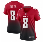 Women's Atlanta Falcons #8 Kyle Pitts Nike Red 2021 NFL Draft First Round Pick Alternate Player Game Jersey