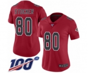 Women's Atlanta Falcons #80 Luke Stocker Limited Red Rush Vapor Untouchable 100th Season Football Jersey
