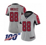 Women's Atlanta Falcons #88 Tony Gonzalez Limited Silver Inverted Legend 100th Season Football Jersey