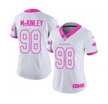 Women's Atlanta Falcons #98 Takkarist McKinley Limited White Pink Rush Fashion Football Jersey