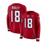 Women's Nike Atlanta Falcons #18 Calvin Ridley Limited Red Therma Long Sleeve NFL Jersey