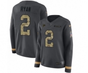 Women's Nike Atlanta Falcons #2 Matt Ryan Limited Black Salute to Service Therma Long Sleeve NFL Jersey