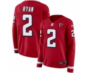 Women's Nike Atlanta Falcons #2 Matt Ryan Limited Red Therma Long Sleeve NFL Jersey